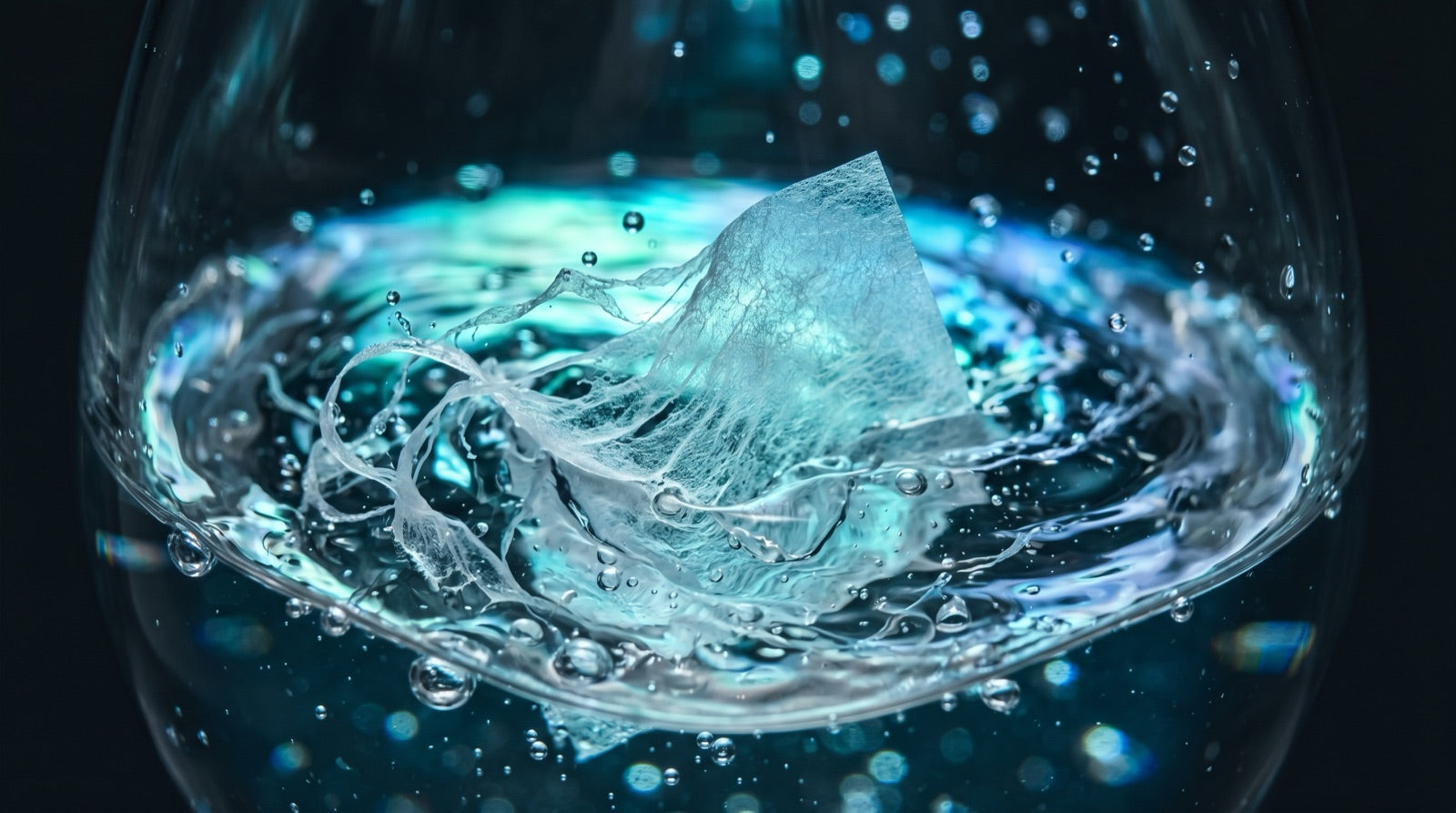 Laundry detergent sheet dissolving in teal-blue water — Tru Earth alternative