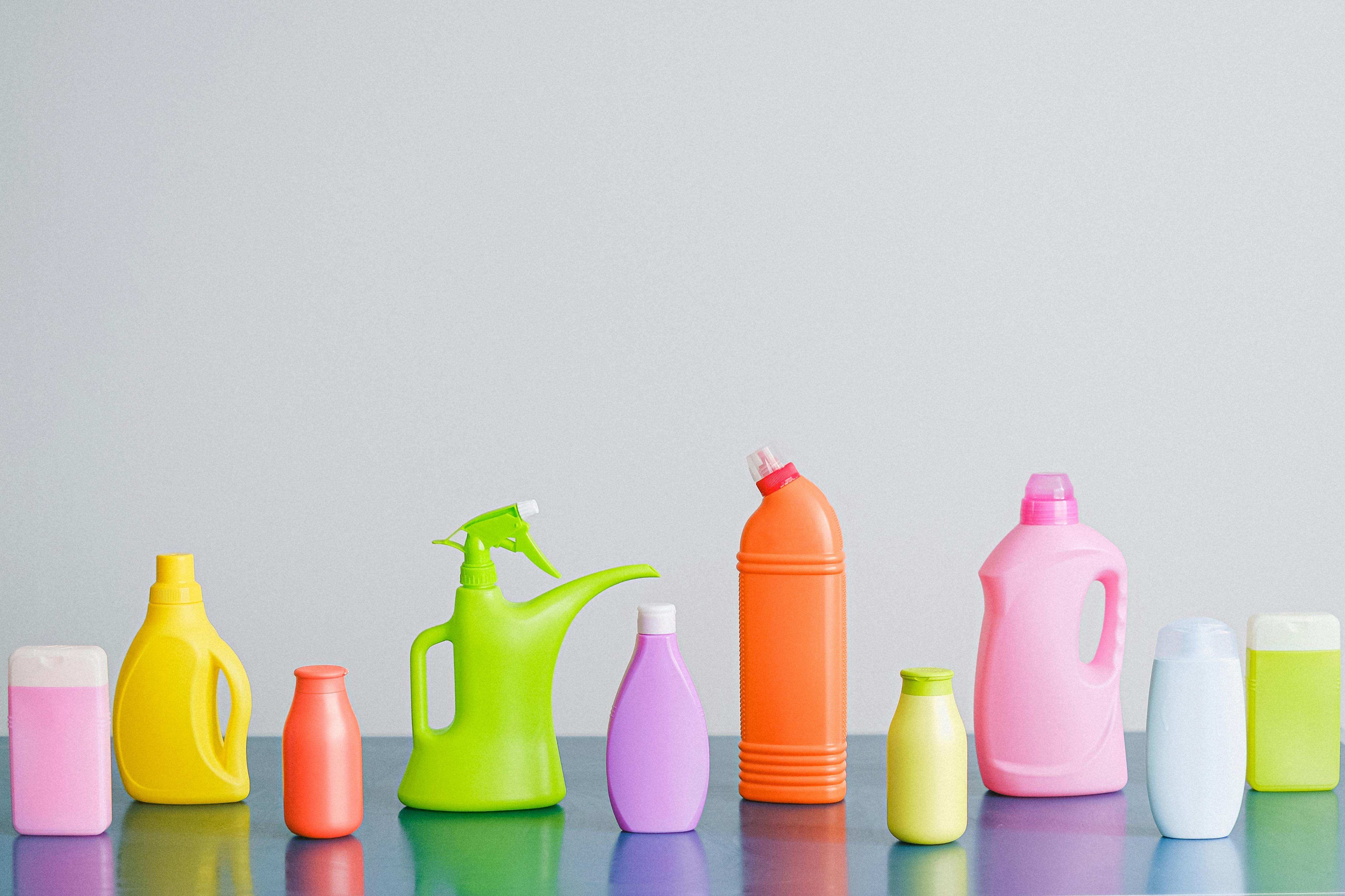 Qlean Laundry - Colourful cleaning supply plastic jugs