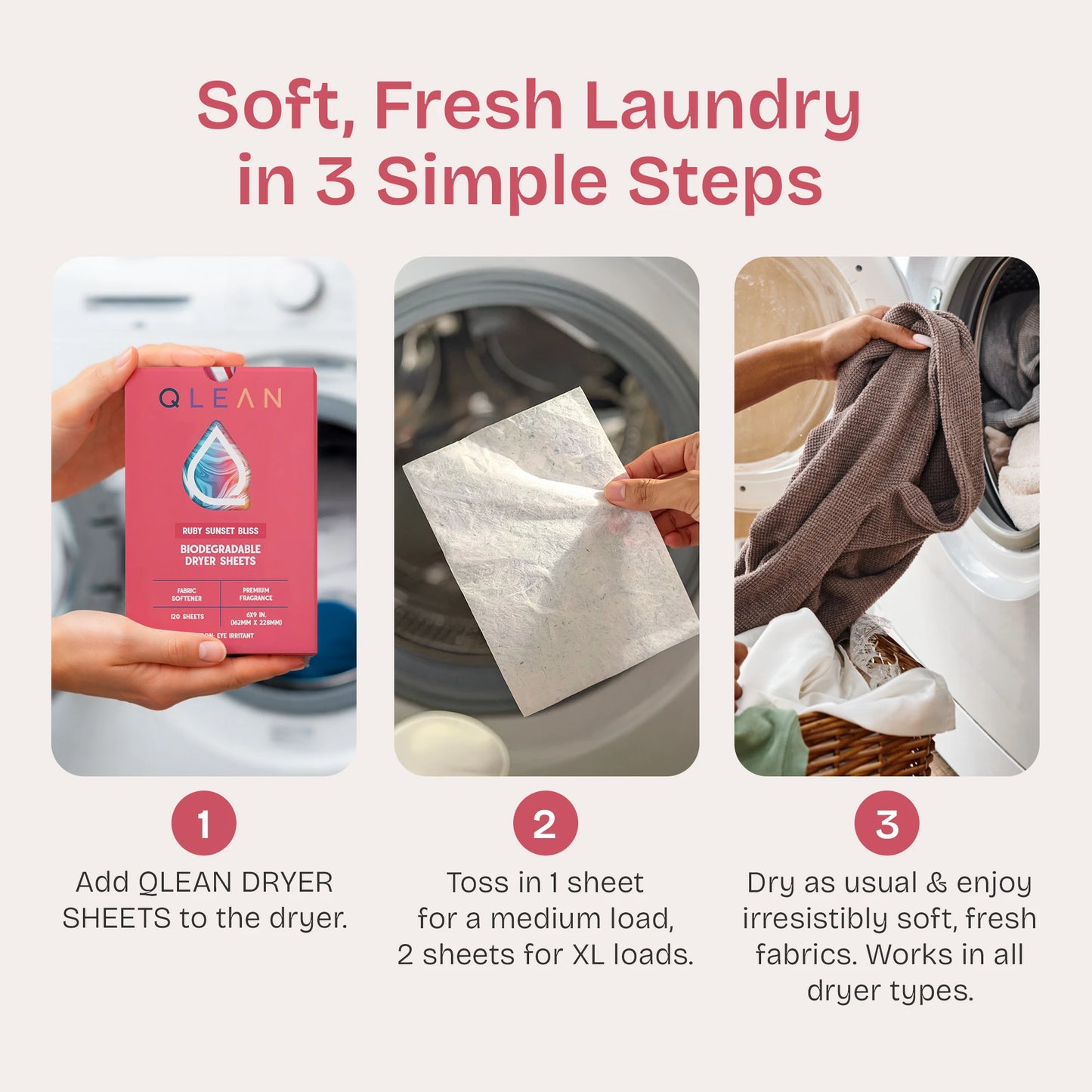 Biodegradable Dryer Sheets - Ruby Sunset Bliss