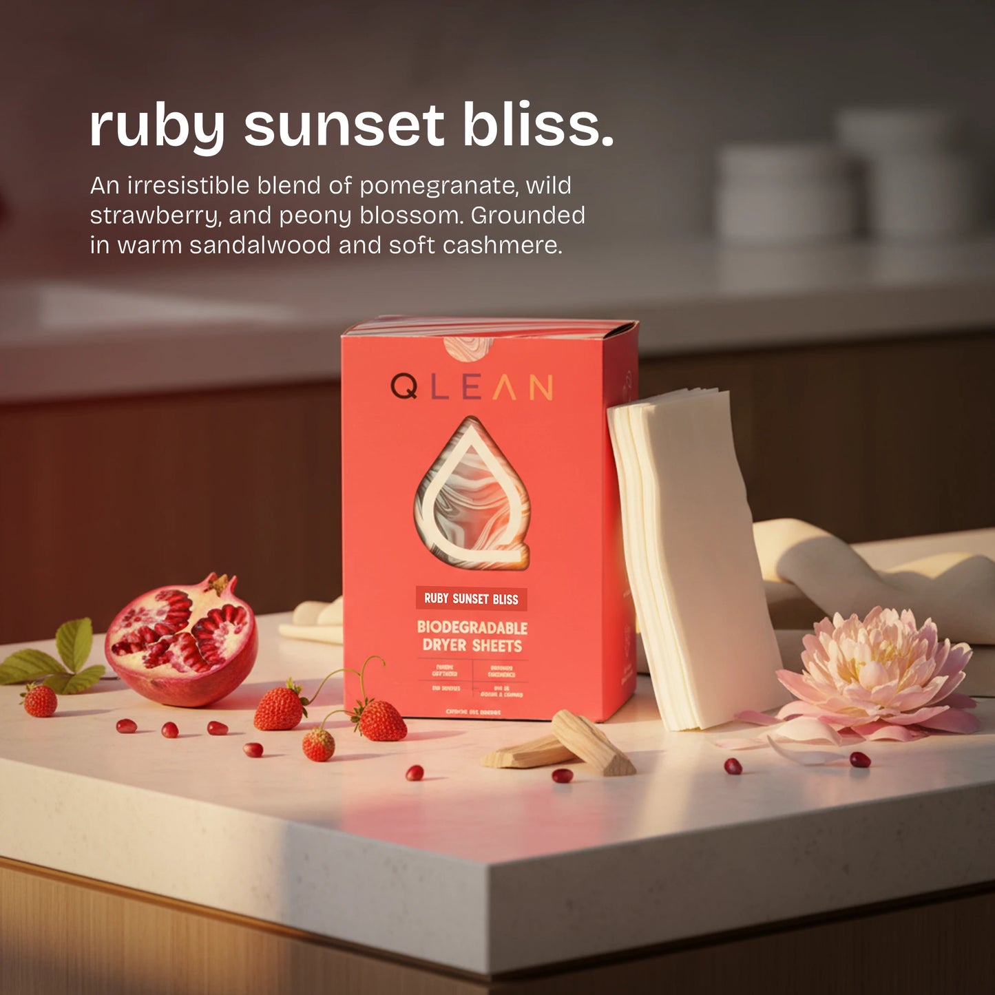 Biodegradable Dryer Sheets - Ruby Sunset Bliss