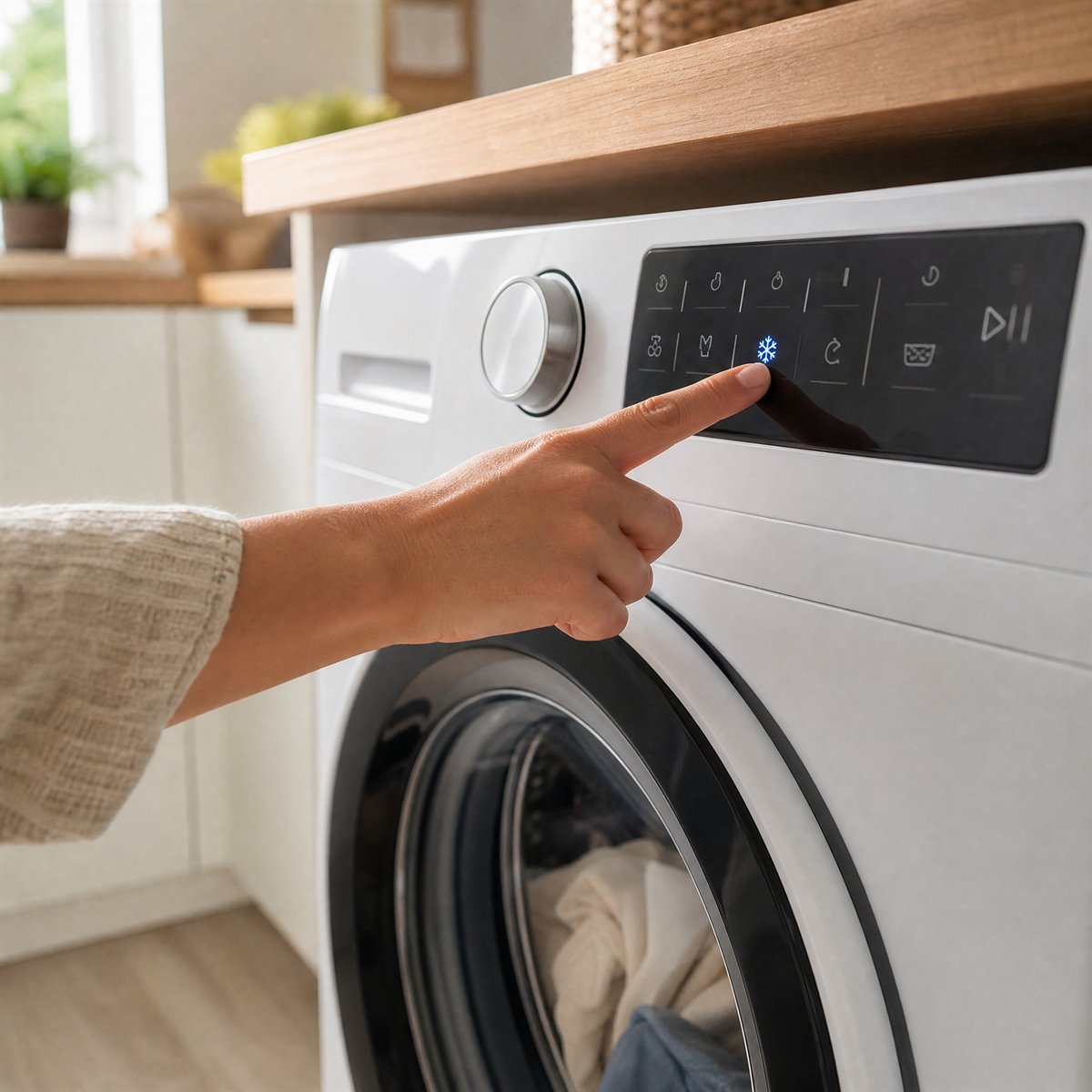 Washing machine running a cold cycle