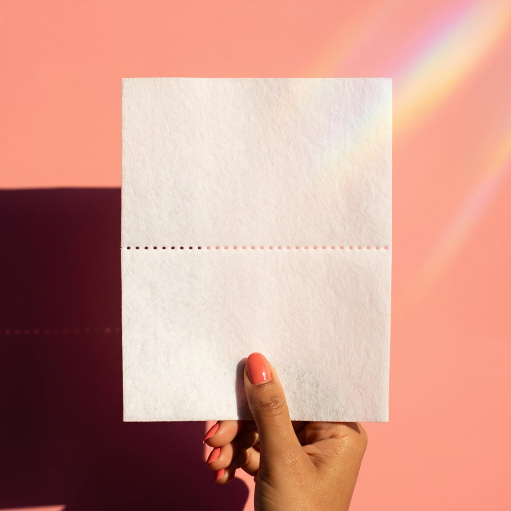 Close-up of a single Qlean detergent sheet